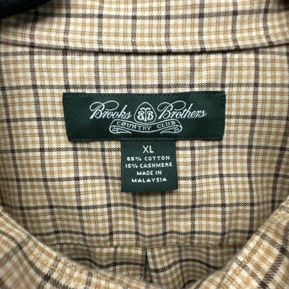 **SOLD**Brooks Brothers Shirt Mens Extra Large Tan Button Down Plaid Cashmere - Picture 14 of 14